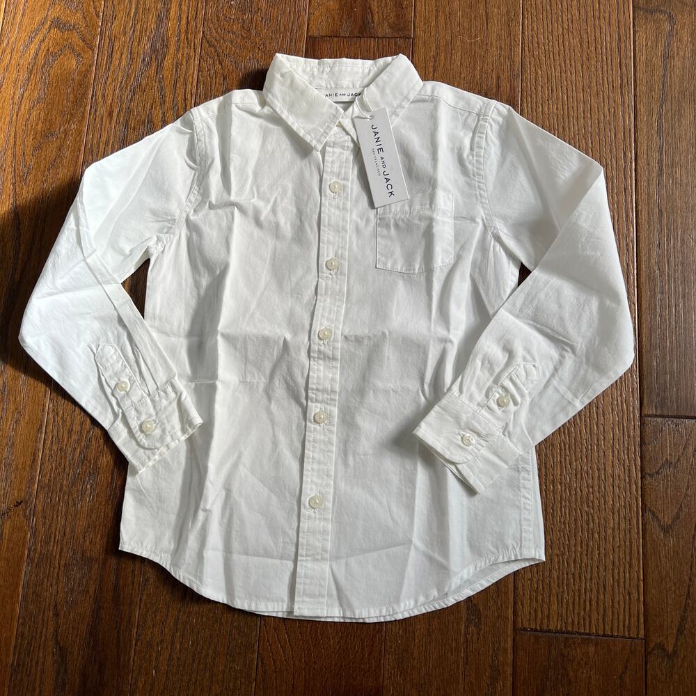 Janie and Jack Long Sleeve Oxford Button-Up Shirt Size Small 100%